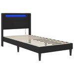 vidaXL Cadre de lit avec bandes LED Noir 90 x 200 cm Simili cuir