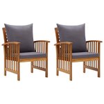 vidaXL Chaises de jardin avec coussins lot de 2 Bois d'acacia massif