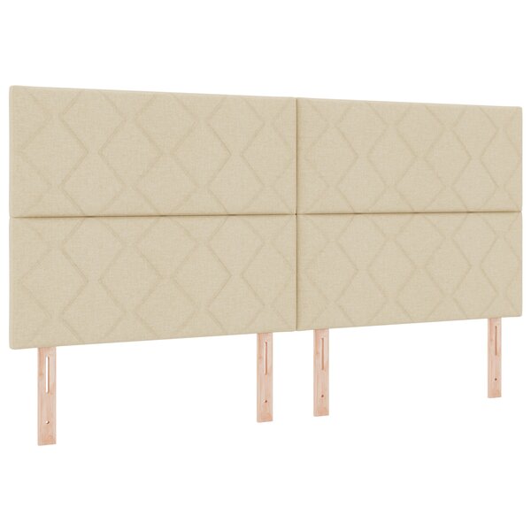 vidaXL Lit à Ressorts avec Matelas et Banc Crème 200x200 cm Tissu