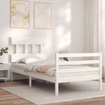 vidaXL Cadre de lit et tête de lit blanc 100x200 cm bois massif