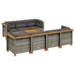 vidaXL Salon de jardin 8 Pièces avec coussins gris résine tressée