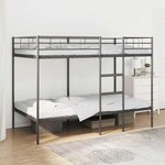 vidaXL Lit superposé sans matelas noir 100x200 cm acier