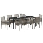 vidaXL Ensemble de salle à manger pour jardin 9 Pièces Gris polyrotin