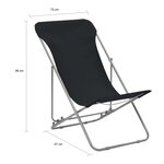 vidaXL Chaises de plage pliables lot de 2 Acier et tissu oxford Noir