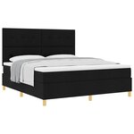 vidaXL Lit à ressorts avec matelas Noir 180 x 200 cm tissu