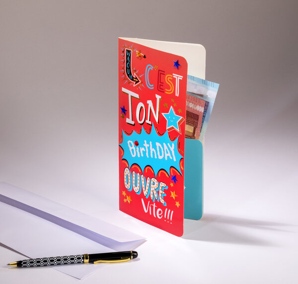 Porte-billet pour offrir billets  chèques  invitations spectacles - happy birthday comics