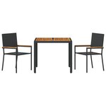 Ensemble de Salle à Manger de Jardin 3 Pièces Poly Rattan Noir vidaXL