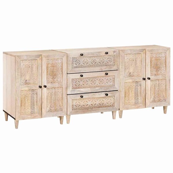 vidaXL Buffet 3 Pièces Blanc 60 x 33 x 75 cm bois de manguier massif