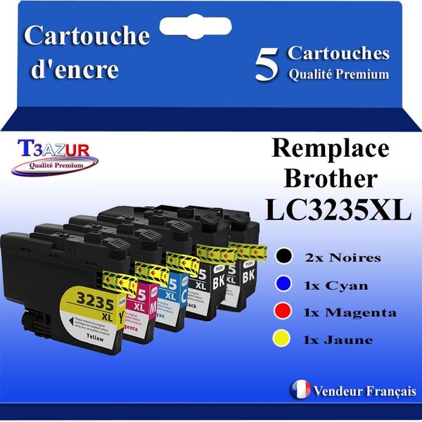 T3AZUR Lot de 5 Cartouches compatibles avec Brother LC3235 XL pour Brother DCP-J1100DW  MFC-J1300DW