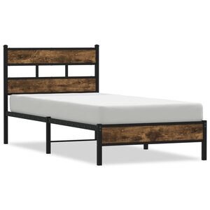 vidaXL Cadre de lit sans matelas avec tête de lit chêne fumé 90x200 cm