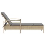 vidaXL Chaise longue avec coussin beige 63x200x81 cm résine tressée