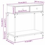vidaXL Table console Chêne noir 75 x 34 5 x 75 cm Bois d'ingénierie