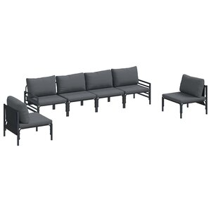 vidaXL Ensemble de canapé de jardin 6 pc Noir Acier