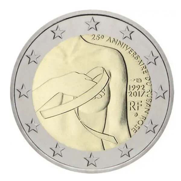 2 euros commémorative France 2017 - Ruban rose.