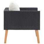vidaXL Canapé simple de jardin avec coussins Résine tressée Noir