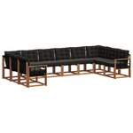 vidaXL Ensemble de canapés d'extérieur 10 Pièces Naturel et Noir