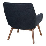 Chaise de salon en tissu gris foncé avec pieds en noyer