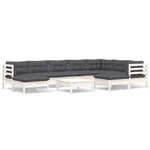 vidaXL Salon de jardin 10 Pièces avec coussins blanc bois de pin massif