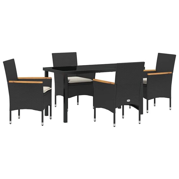 vidaXL Ensemble de salle à manger pour jardin 5 Pièces Noir Poly rotin