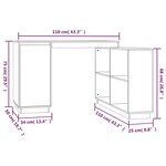 vidaXL Bureau Gris 110x50x75 cm Bois massif de pin