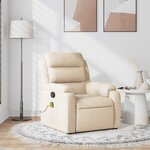 vidaXL Fauteuil de massage inclinable Crème Tissu