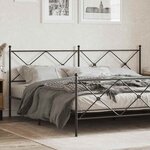 vidaXL Tête de lit de remplacement métal noir 200 cm