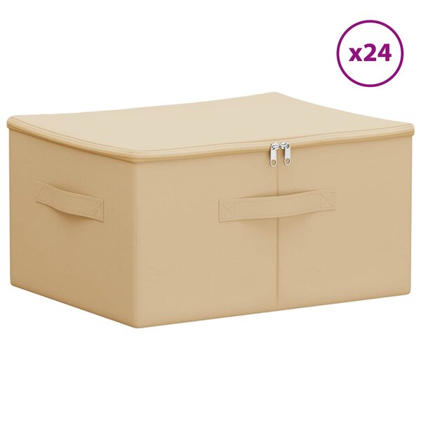 vidaXL Boîte de rangement 24 Pièces Crème 43 x 34 x 23 cm Tissu intissé