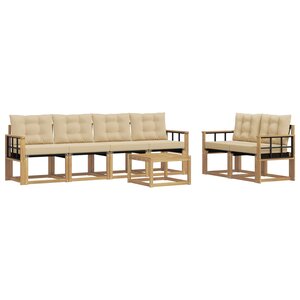 vidaXL Ensemble de canapés d'extérieur 7 Pièces Blanc et Beige