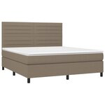 vidaXL Sommier à lattes de lit et matelas et LED Taupe 180x200cm Tissu