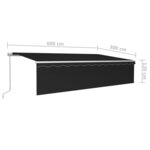 vidaXL Auvent manuel rétractable avec store et LED 6x3 m Anthracite