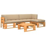 vidaXL Salon de jardin palette 4 Pièces Pin imprégné de marron miel