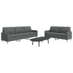 vidaXL Ensemble de canapés 2 Pièces gris foncé tissu
