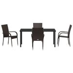 vidaXL Ensemble de salle à manger pour jardin 5 Pièces Marron Poly rotin