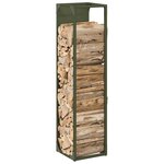 vidaXL Portant de bois chauffage vert olive 25x25x100 cm