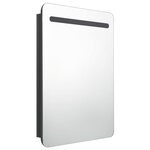 vidaXL Armoire de salle de bain à miroir LED noir brillant 60x11x80 cm