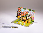 Carte pop up mise en scène- joyeux anniversaire chats et chiens en folie !