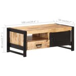 vidaXL Table basse 100x50x40 cm Bois de manguier brut