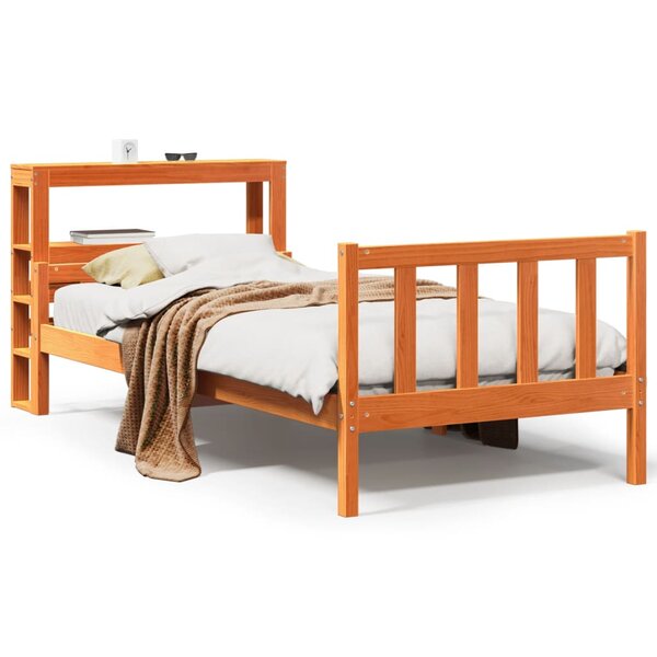 vidaXL Cadre de lit avec tête de lit sans matelas cire marron 75x190cm