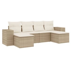 vidaXL Salon de jardin avec coussins 6 Pièces beige résine tressée