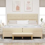 vidaXL Lit à ressorts avec matelas Crème 200 x 200 cm tissu