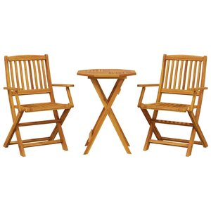 vidaXL Ensemble de bistro pliable 3 Pièces bois d'acacia solide