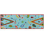 vidaXL Table console Bois de manguier massif Bleu peint à la main