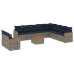 vidaXL Salon de jardin 11 Pièces avec coussins gris résine tressée