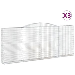 vidaXL Paniers à gabions arqués 3 Pièces 400x30x160/180 cm Fer galvanisé