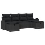 vidaXL Ensemble de Canapés de Jardin 6 pièces avec Coussins Noir Poly Rattan