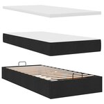 vidaXL Cadre de lit ottoman avec matelas noir 90x190 cm tissu