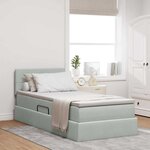vidaXL Lit de Rangement avec matelas Gris clair 100 x 200 cm Velours