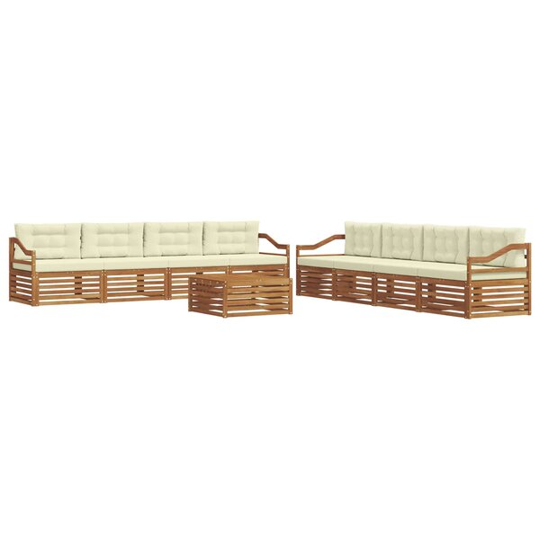 vidaXL Ensemble de canapés d'extérieur 9 Pièces Naturel et Crème