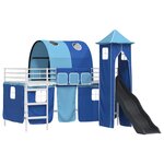 vidaXL Lit mezzanine pour enfants Blanc et Bleu 90 x 200 cm Métал