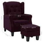 vidaXL Fauteuil avec repose-pied Violet Tissu